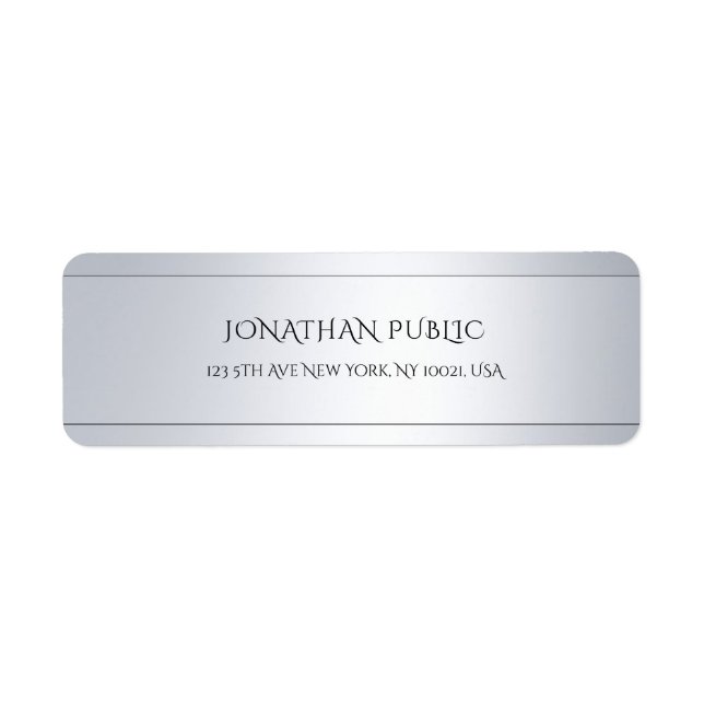 Modern Professional Glamour Silver Return Address (Front)