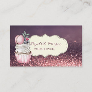 Modern Professional,Glitter Bokeh,Cupcake Macaron Business Card