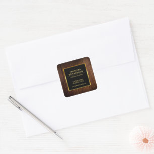Modern professional gold black wood product square sticker
