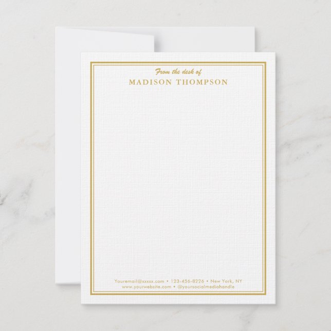 Modern Professional Gold Business Note Card (Front)