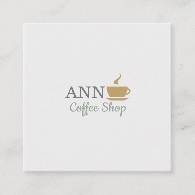 Modern Professional Gold Grey Coffee Shop Square B Square Business Card (Front)