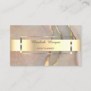 Modern  Professional Gold Stripe Pink Opal Business Card