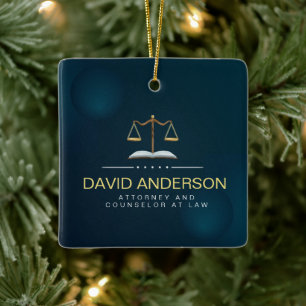 Modern Professional Green Gold Lawyer  Ceramic Ornament