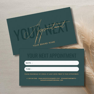 Modern professional green your next appointment card