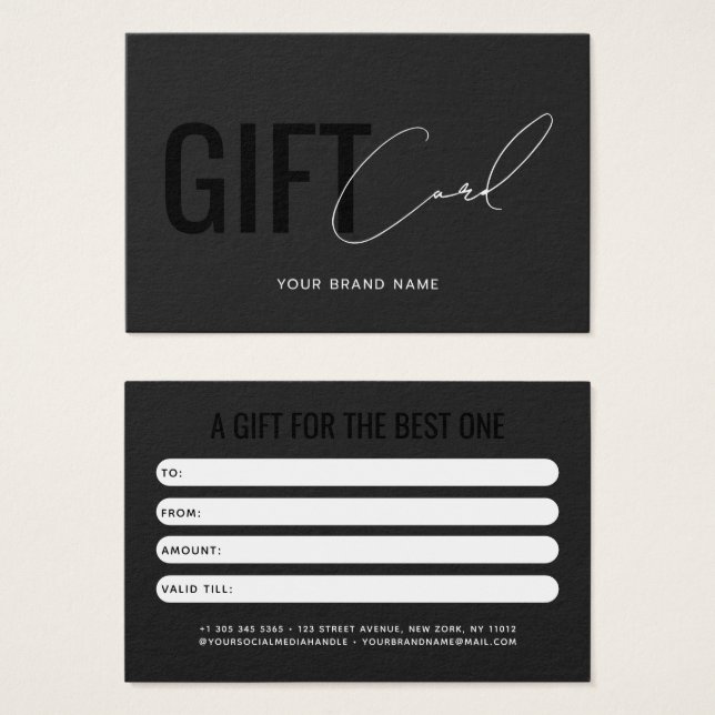 Modern professional grey black customer gift card (Front & Back)