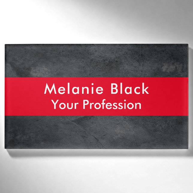Modern Professional Grey Red Stylish Trendy Name Tag (Front)