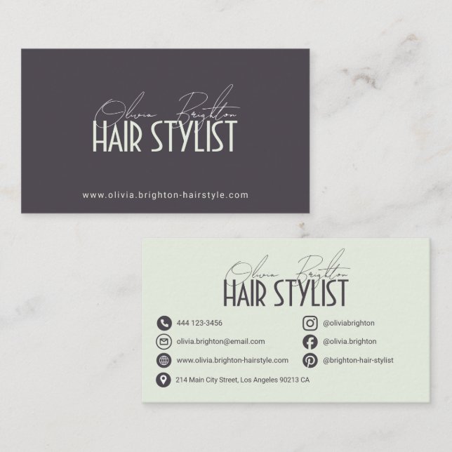 Modern Professional Hair Stylist High-end Business Card (Front/Back)