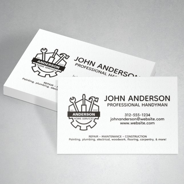 Modern Professional Handyman Services Business Card (Creator Uploaded)