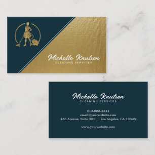 Modern Professional House Cleaning Service Gold    Business Card