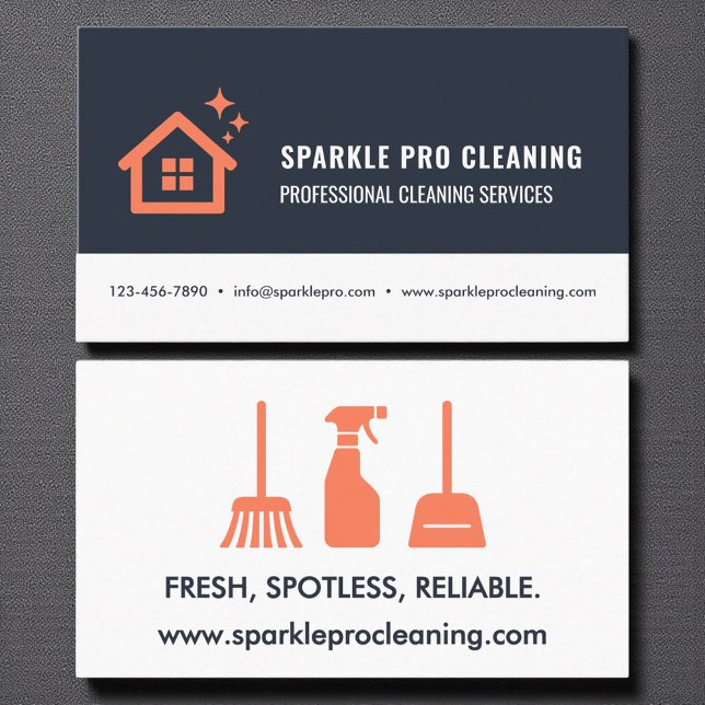 Modern Professional House Cleaning Services Logo Business Card (Creator Uploaded)