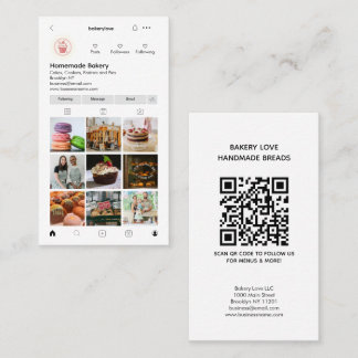 Modern Professional Instagram Photo QR Code Bakery Business Card