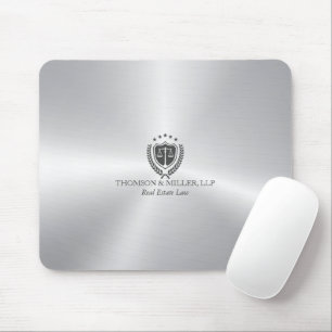 Modern Professional Law Office Metallic Silver Mouse Pad