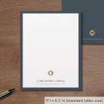 Modern Professional Letterhead<br><div class="desc">Make a strong impression with our Modern Professional Letterhead. This letterhead design features a framed design with a gold diamond logo and your company name and tagline elegantly presented in classic typography. The solid grey back with a customizable logo and space for your website or custom text adds to the...</div>