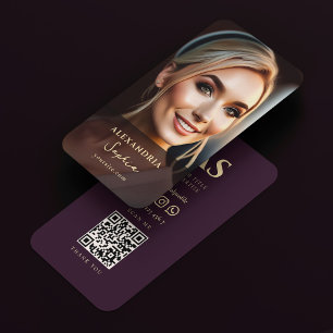 Modern Professional Luxury Purple Photo Business Card