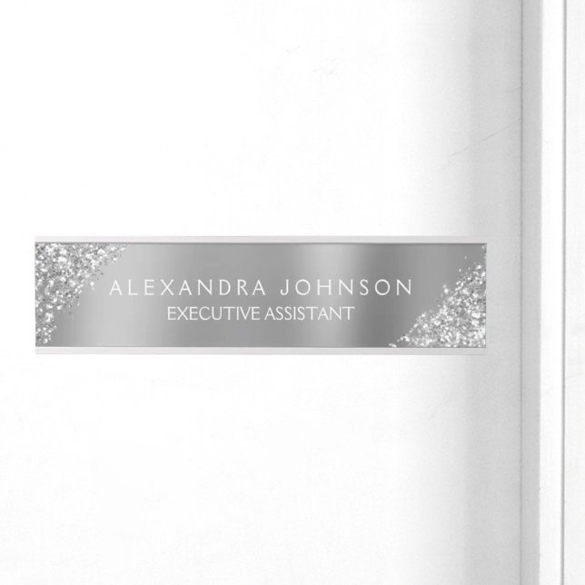 Modern Professional Luxury Silver Sparkle Glitter Door Sign (Creator Uploaded)