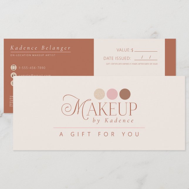 Modern Professional Makeup Artist Gift Certificate Invitation (Front/Back)