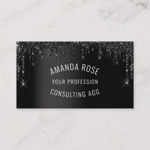 Modern Professional Makeup Event Black Drips Spark Business Card