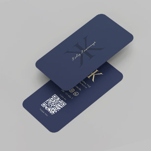 Modern Professional Marketing Monogram K Blue Business Card