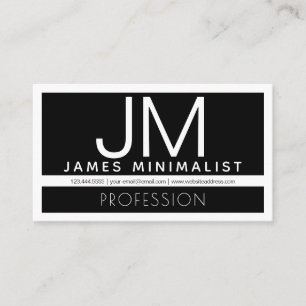 Modern Professional Minimal Design   Black & White Business Card