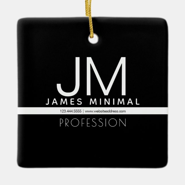 Modern Professional Minimal Design | Black & White Ceramic Ornament (Front)