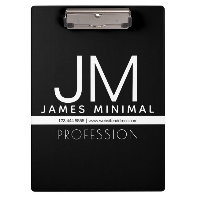 Modern Professional Minimal Design | Black & White Clipboard (Front)