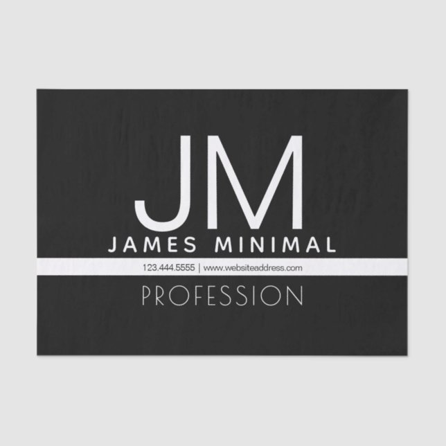 Modern Professional Minimal Design | Black & White Tissue Paper (Front)