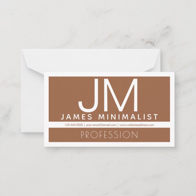 Modern Professional Minimal Design | Brown & White Card (Front)