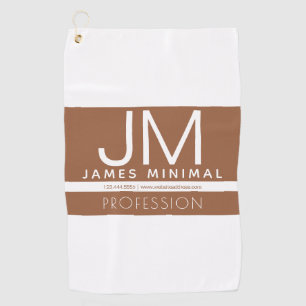Modern Professional Minimal Design   Brown & White Golf Towel