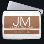 Modern Professional Minimal Design | Brown & White Laptop Sleeve<br><div class="desc">Modern fully-customizable design. A great template for a variety of professions or organizations,  edit as you like!</div>