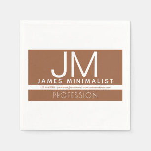 Modern Professional Minimal Design   Brown & White Napkin