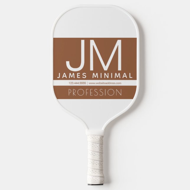 Modern Professional Minimal Design | Brown & White Pickleball Paddle (Front)