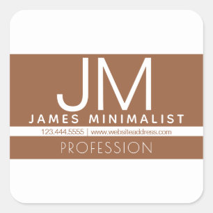 Modern Professional Minimal Design   Brown & White Square Sticker