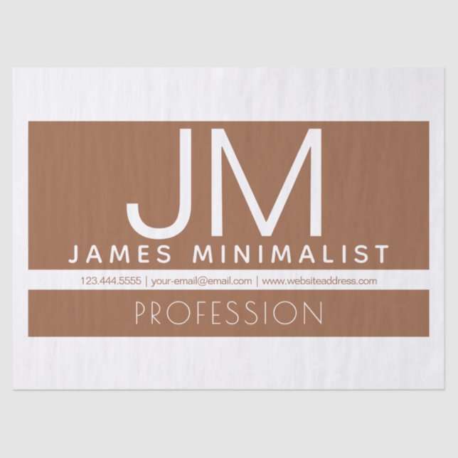 Modern Professional Minimal Design | Brown & White Tissue Paper (Front)