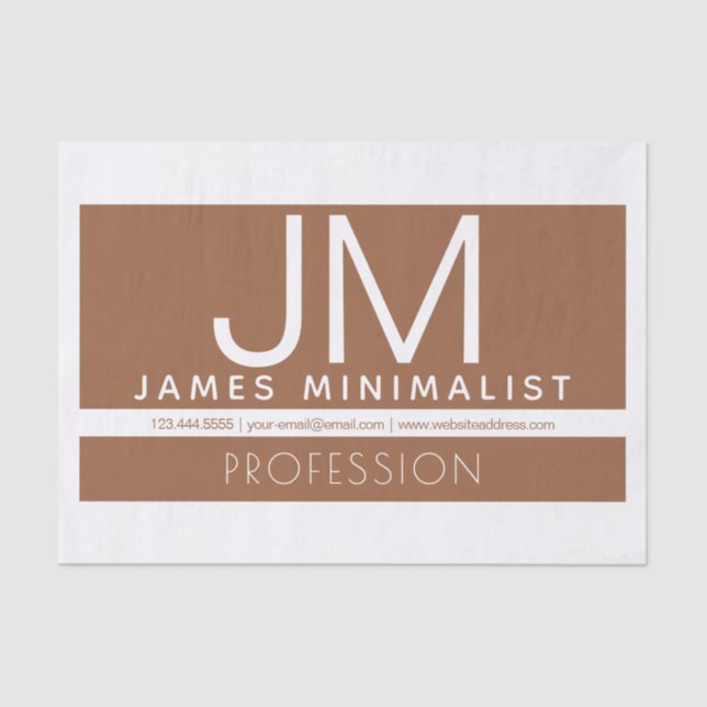 Modern Professional Minimal Design | Brown & White Tissue Paper (Front)