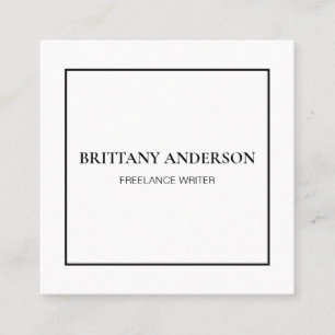 Modern Professional Minimalist Handwritten White Square Business Card