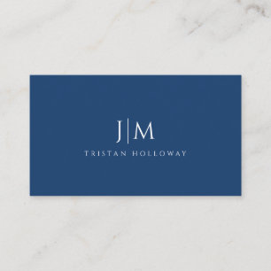 Modern Professional Minimalist Monogram Navy Blue Business Card