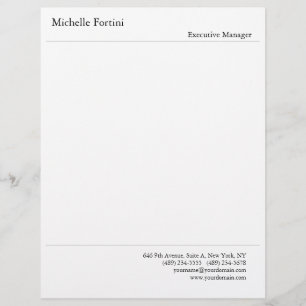 Modern Professional Minimalist Plain White Letterhead