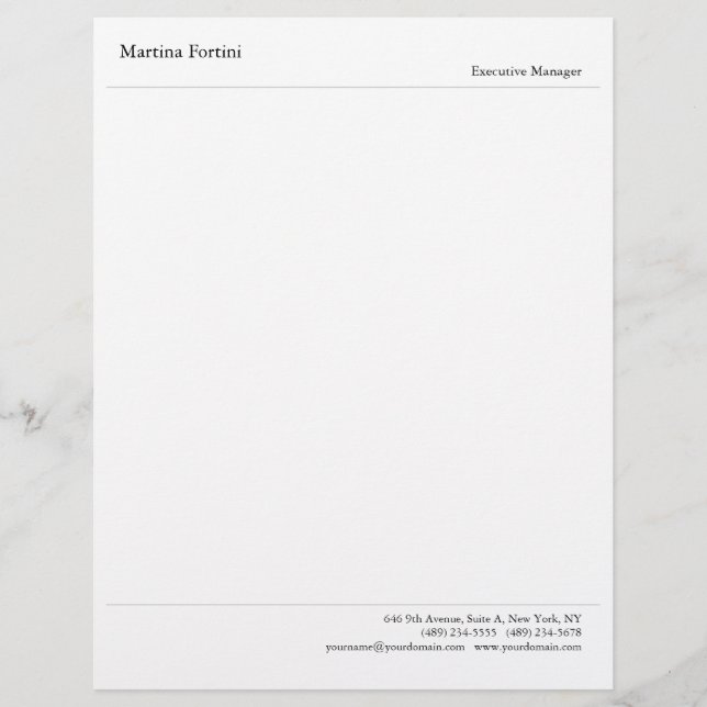 Modern Professional Minimalist Plain White Letterhead (Front)