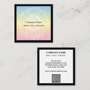 Modern Professional Minimalist QR Ombre Mandala  Square Business Card