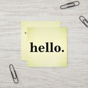 Modern Professional Minimalist Rustic Hello Square Business Card