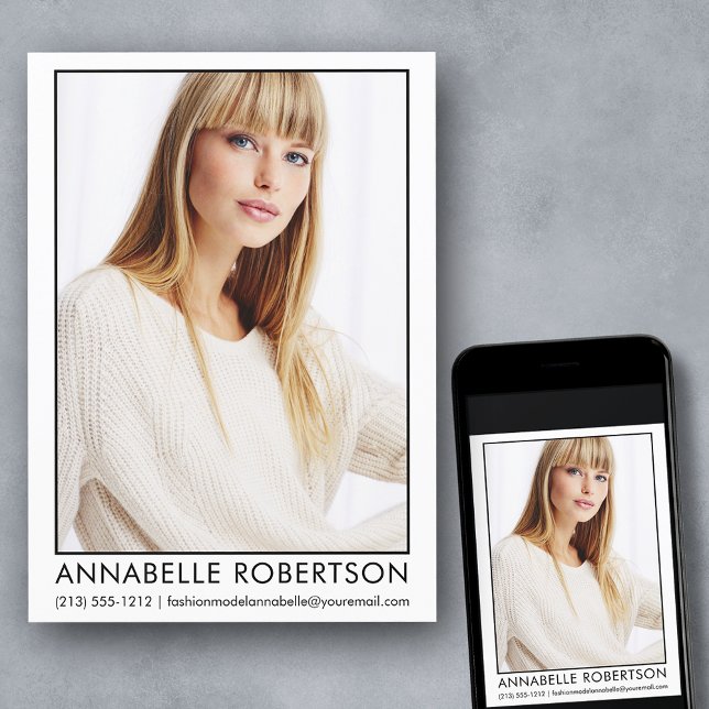 Modern Professional Model Actor Photo Card (Customize to change background color, text size, style or to add more photos to back of card.)