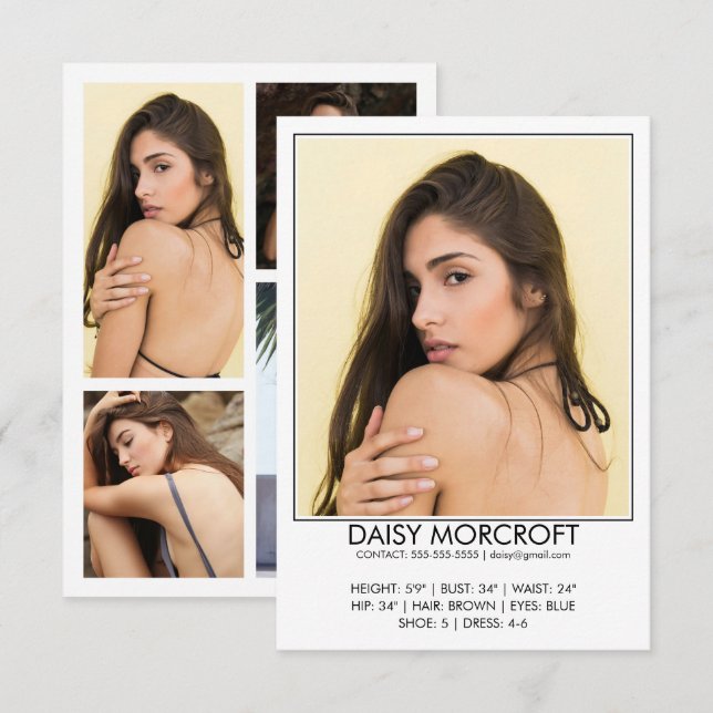 Modern Professional Model Actor Photo comp Card (Front/Back)