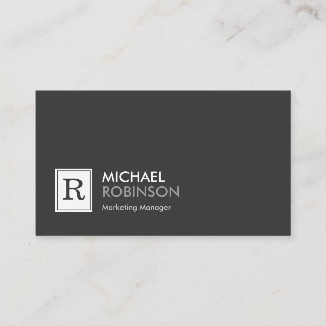 Modern Professional Monogram Black White Business Card (Front)