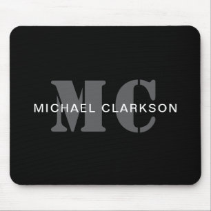 Modern Professional Monogram Black & White Mouse Pad