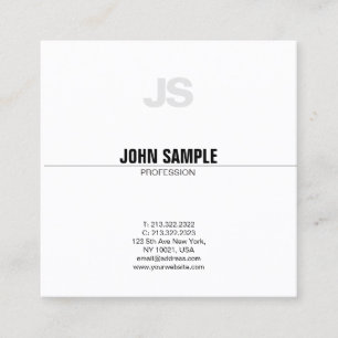 Modern Professional Monogram Chic Sleek Plain Square Business Card