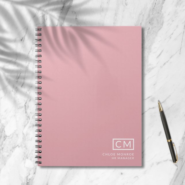 Modern Professional Monogram Initial Pink Notebook (Creator Uploaded)