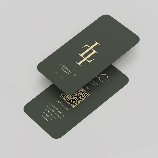 Modern Professional Monogram L Elegant Dark Green  Business Card (Modern Professional Monogram L Elegant Dark Green Business Card
)