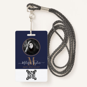 Modern Professional Navy Blue Gold Signature Badge