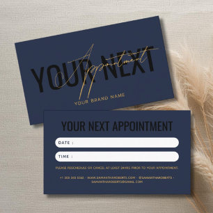 Modern professional navy blue your next appointment card