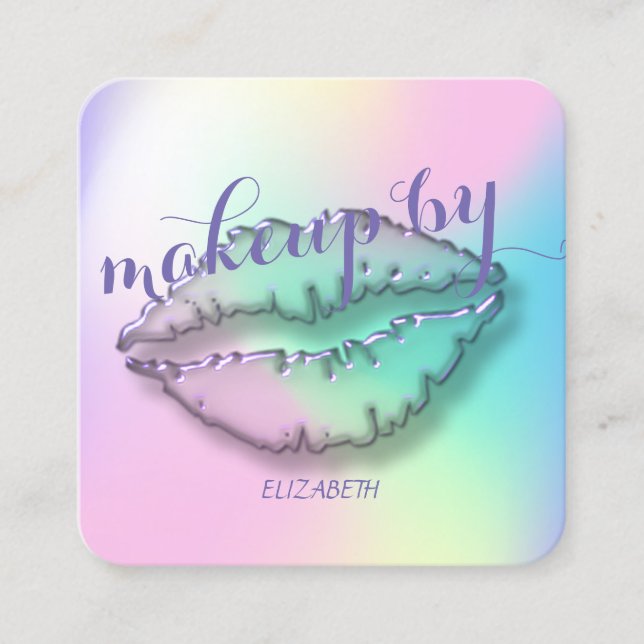 Modern Professional Ombre ,Makeup,Lip Square Business Card (Front)